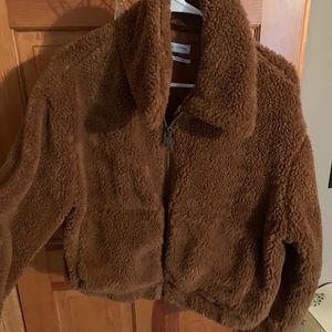 Urban outfitters cropped teddy coat
